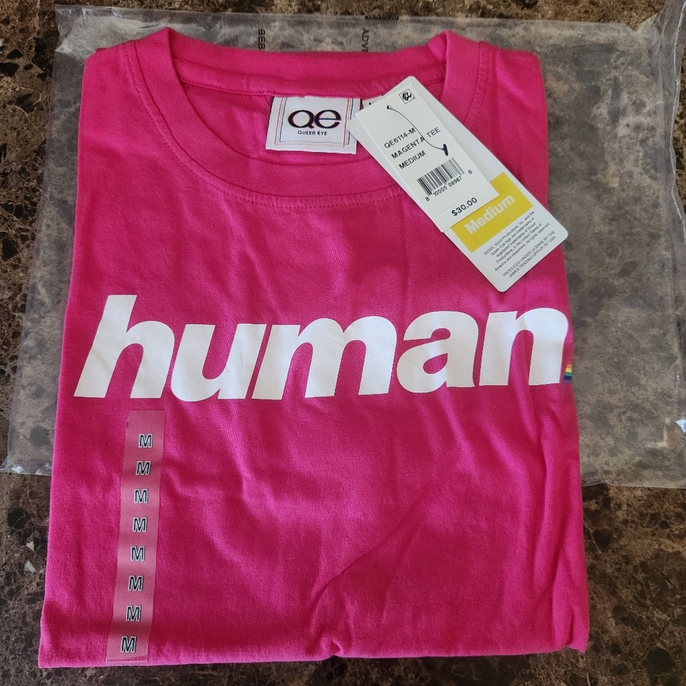 Queer Eye HUMAN Magenta Pink Mens Tee Medium